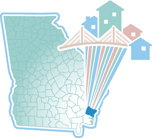 Map Showing the location of Brunswick in Georgia